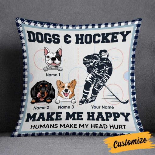 Personalized Hockey Dog Pillow