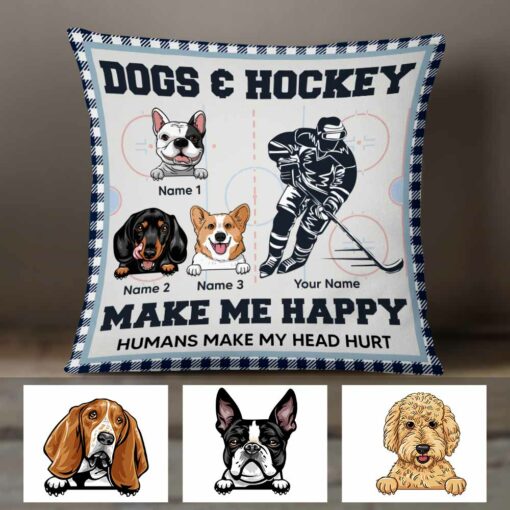 Personalized Hockey Dog Pillow