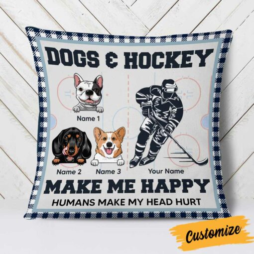 Personalized Hockey Dog Pillow