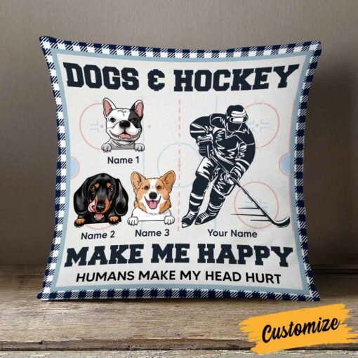 Personalized Hockey Dog Pillow