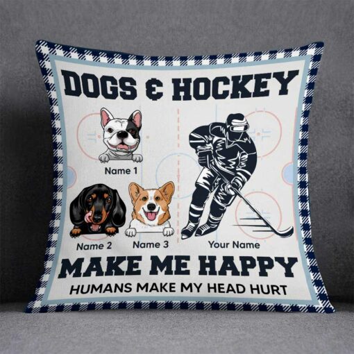 Personalized Hockey Dog Pillow