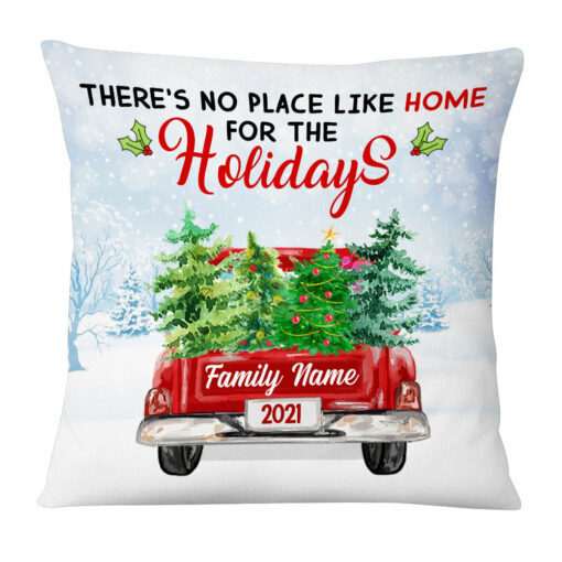 Personalized Home For Christmas Family Pillow