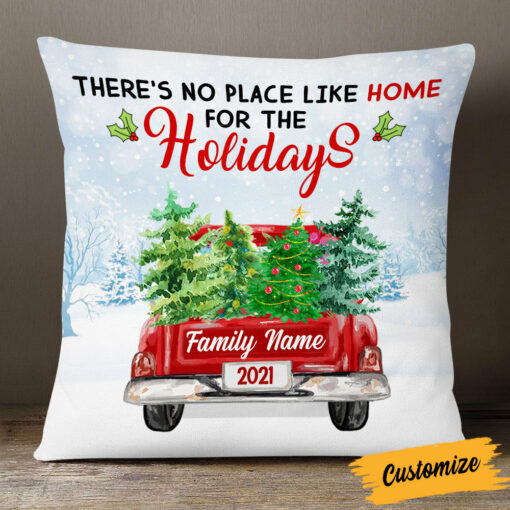 Personalized Home For Christmas Family Pillow