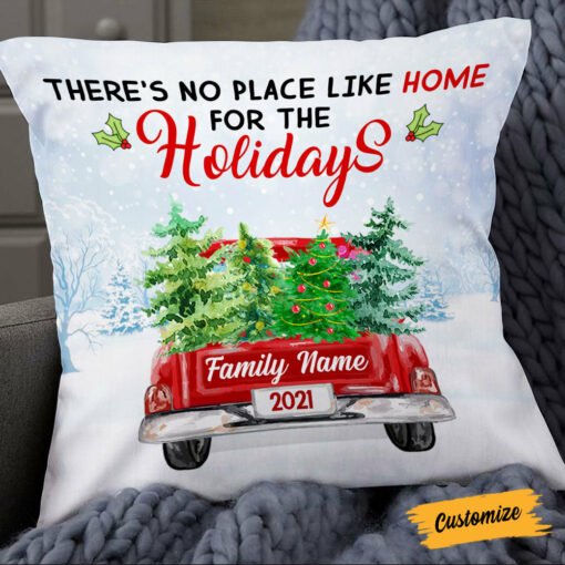 Personalized Home For Christmas Family Pillow