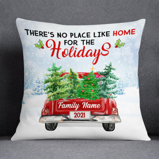 Personalized Home For Christmas Family Pillow