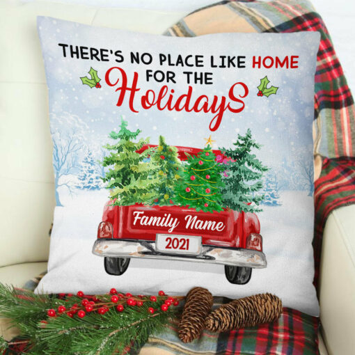 Personalized Home For Christmas Family Pillow