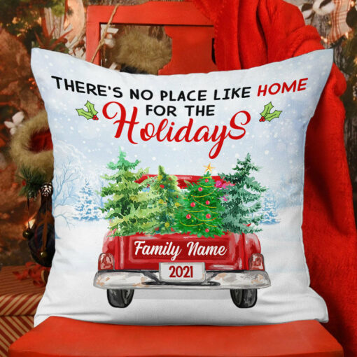 Personalized Home For Christmas Family Pillow