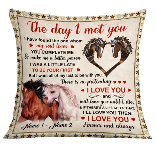 Personalized Horse Couple The Day I Met You Pillow