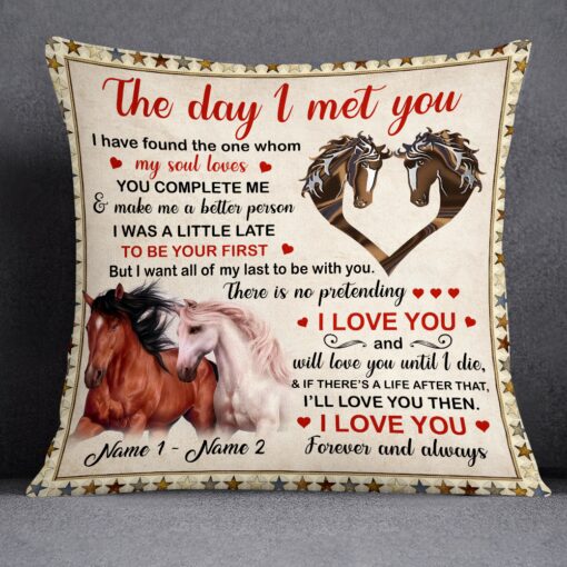 Personalized Horse Couple The Day I Met You Pillow