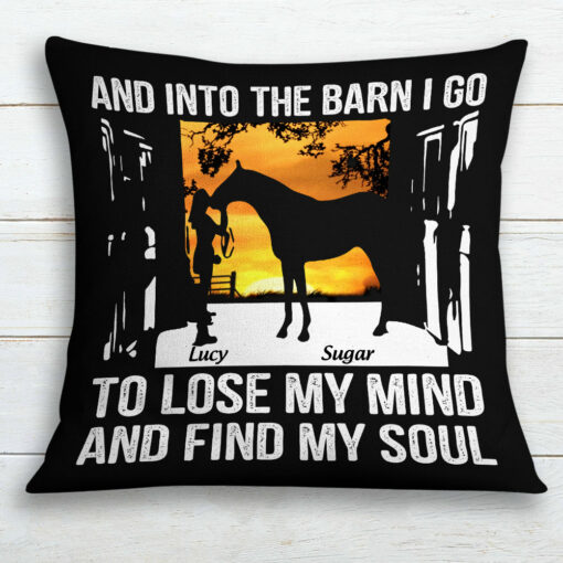 Personalized Horse Into The Barn I Go Pillow