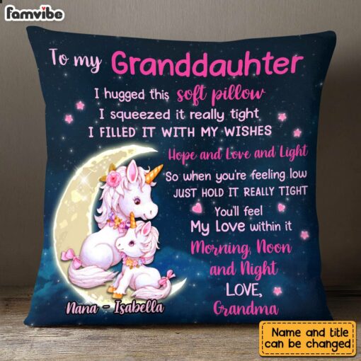 Personalized Hug This Granddaughter Unicorn Pillow