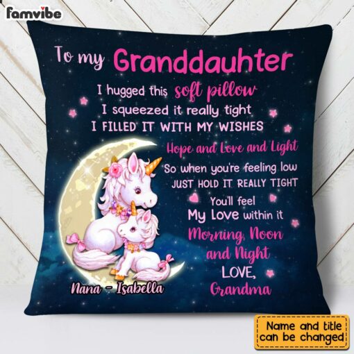 Personalized Hug This Granddaughter Unicorn Pillow