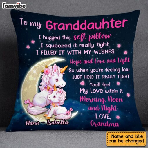 Personalized Hug This Granddaughter Unicorn Pillow