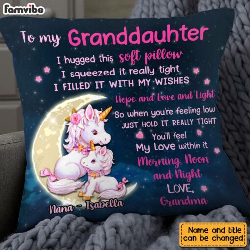 Personalized Hug This Granddaughter Unicorn Pillow