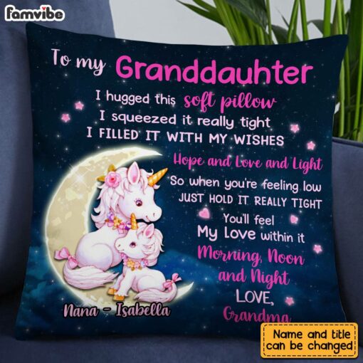 Personalized Hug This Granddaughter Unicorn Pillow