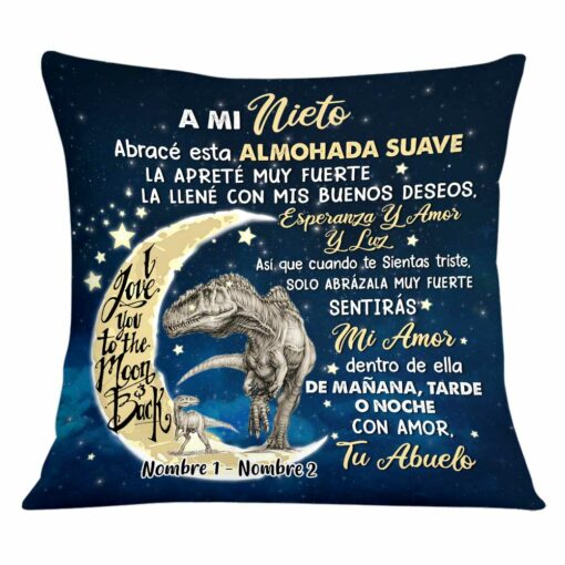 Personalized Hug This Grandson Dinosaur Spanish Pillow