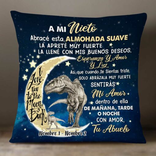 Personalized Hug This Grandson Dinosaur Spanish Pillow