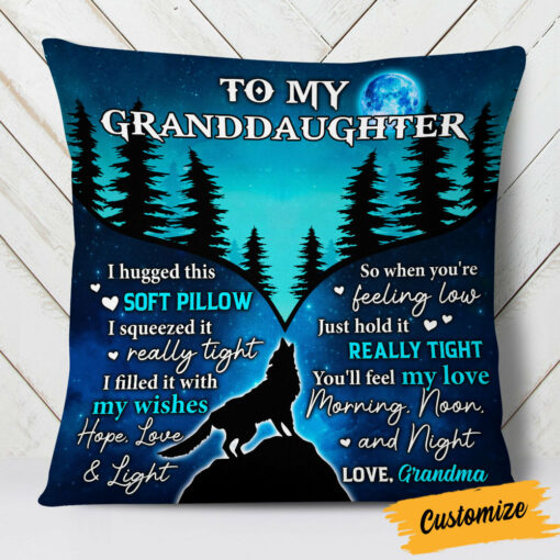 Personalized Hug This Grandson Wolf Pillow