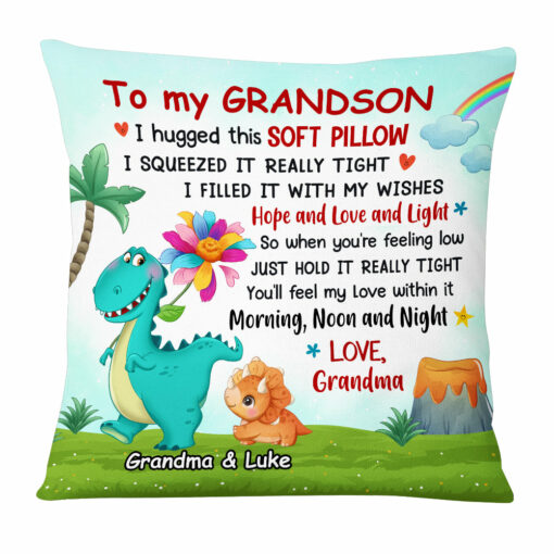 Personalized Hug This Pillow Grandmasaurs Dinosaur Flower