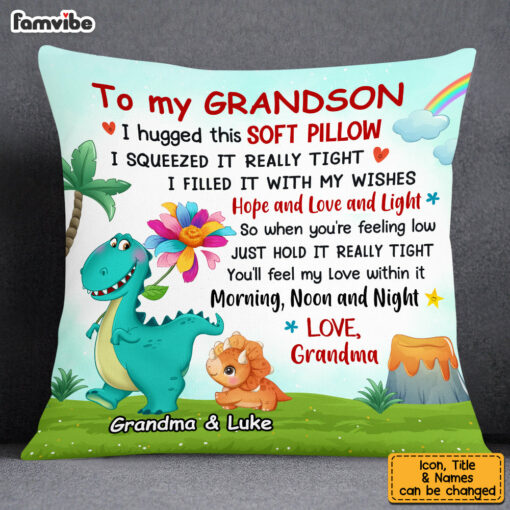 Personalized Hug This Pillow Grandmasaurs Dinosaur Flower