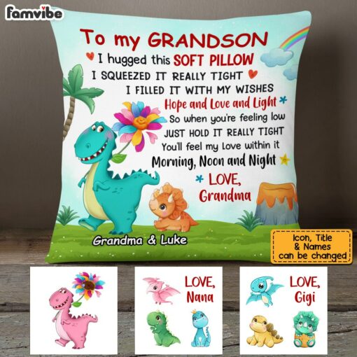 Personalized Hug This Pillow Grandmasaurs Dinosaur Flower