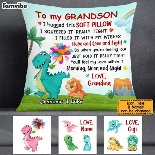 Personalized Hug This Pillow Grandmasaurs Dinosaur Flower