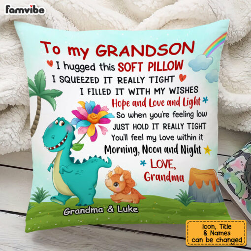 Personalized Hug This Pillow Grandmasaurs Dinosaur Flower