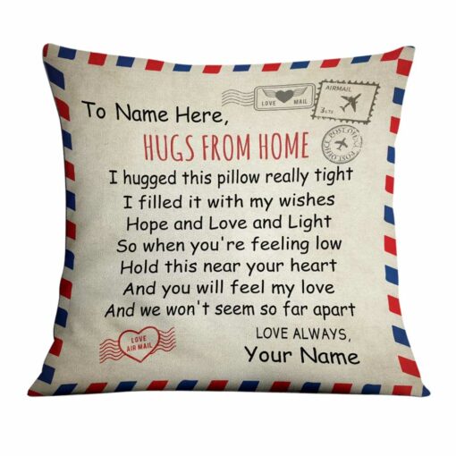 Personalized Hugs From Home Long Distance Pillow