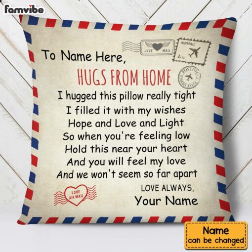 Personalized Hugs From Home Long Distance Pillow