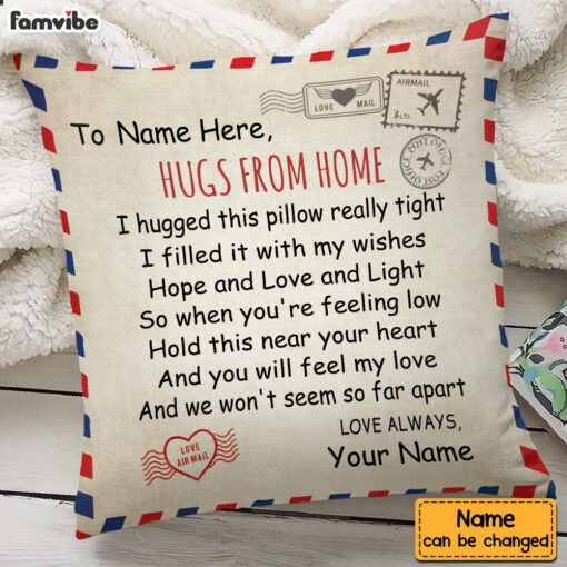 Personalized Hugs From Home Long Distance Pillow