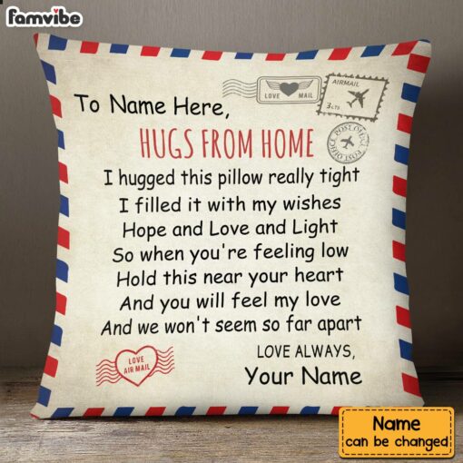 Personalized Hugs From Home Long Distance Pillow