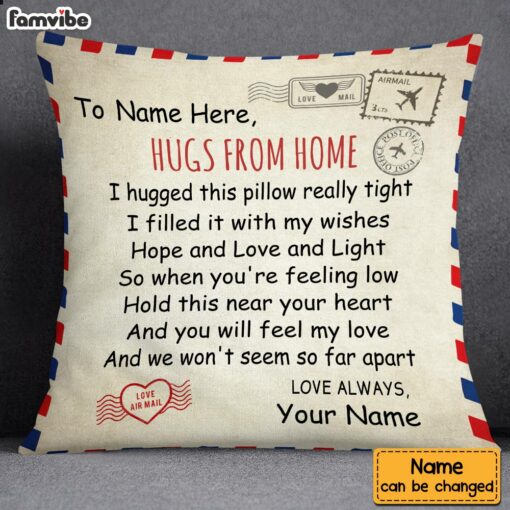 Personalized Hugs From Home Long Distance Pillow