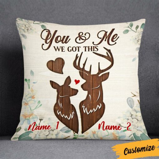 Personalized Hunting Deer Couple Pillow