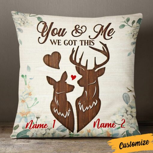 Personalized Hunting Deer Couple Pillow