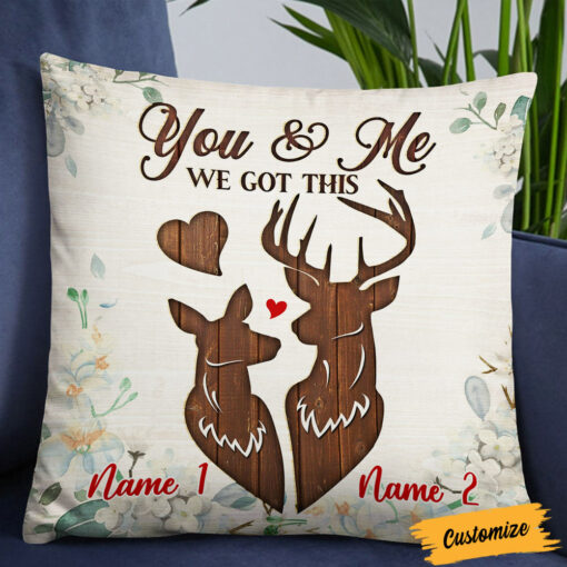 Personalized Hunting Deer Couple Pillow