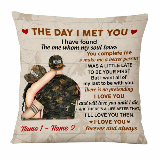 Personalized Hunting Deer Couple The Day I Met You Pillow