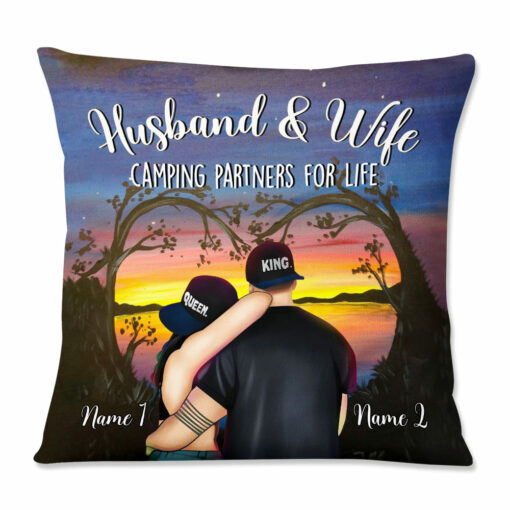 Personalized Husband And Wife Camping Partners For Life Couple Pillow