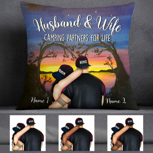 Personalized Husband And Wife Camping Partners For Life Couple Pillow