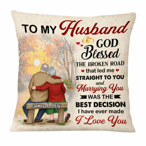 Personalized Husband God Blessed The Broken Road Pillow