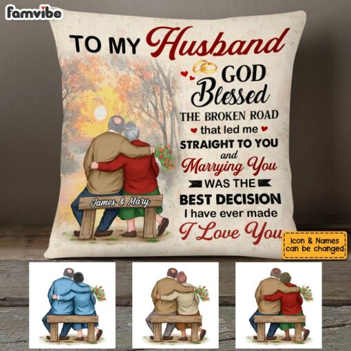 Personalized Husband God Blessed The Broken Road Pillow