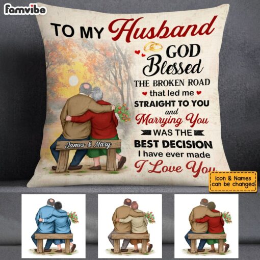 Personalized Husband God Blessed The Broken Road Pillow