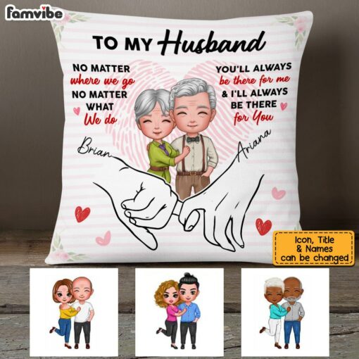 Personalized Husband Holding Hands Pillow