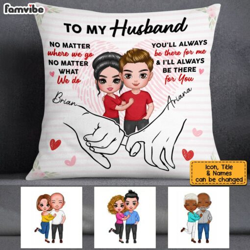 Personalized Husband Holding Hands Pillow