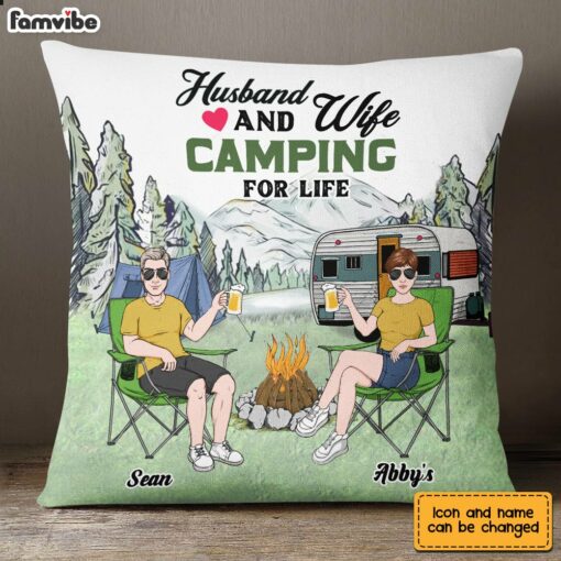 Personalized Husband Wife Camping Partners For Life Pillow