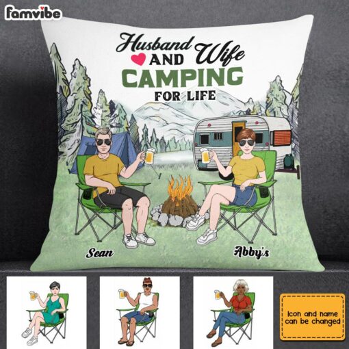 Personalized Husband Wife Camping Partners For Life Pillow