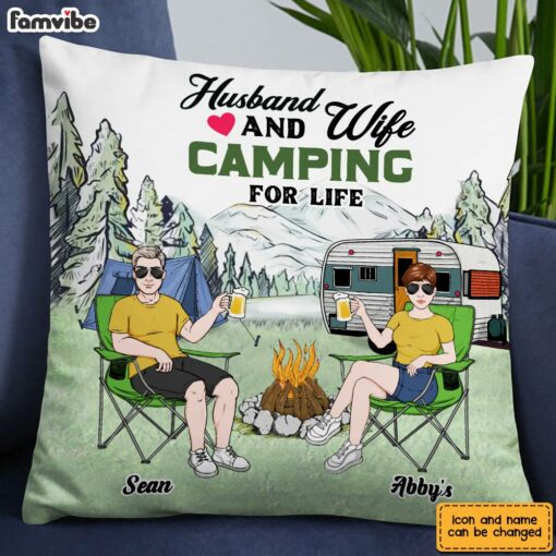 Personalized Husband Wife Camping Partners For Life Pillow