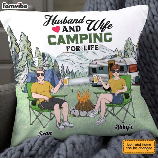 Personalized Husband Wife Camping Partners For Life Pillow