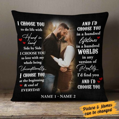 Personalized I Choose You Couple Photo Pillow