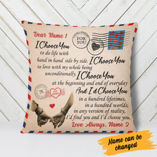 Personalized I Choose You Love Letter Couple Pillow