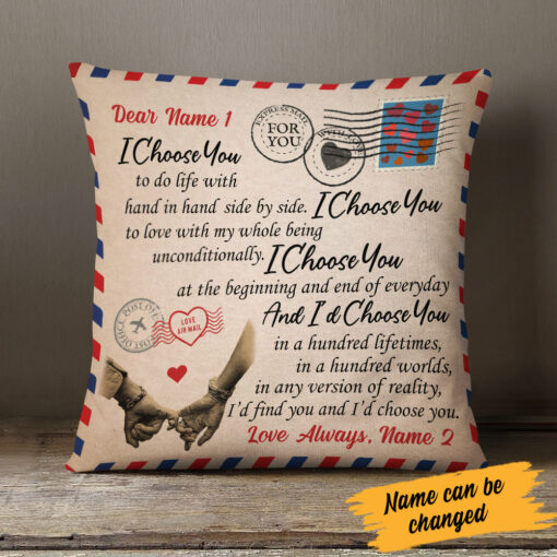 Personalized I Choose You Love Letter Couple Pillow